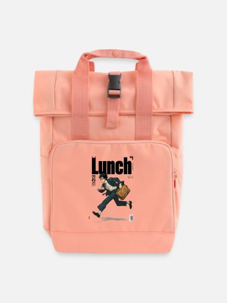 Lunch Manga Illustration - Rolltop Rucksack mit zwei Griffen - Chintzrosa