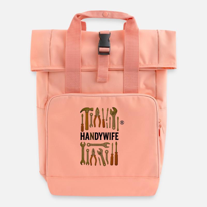 Typography Tool Letters - Roll Top Backpack with Two Handles - chintz rose