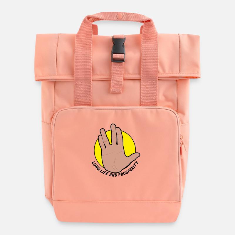 À main levée en cercle jaune - Sac à dos Roll Top à deux anses - rose liberty