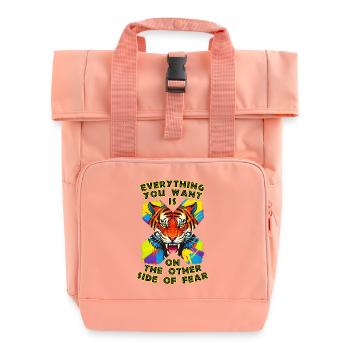 Tiger & Fear - Roll Top Backpack with Two Handles - chintz rose - Front