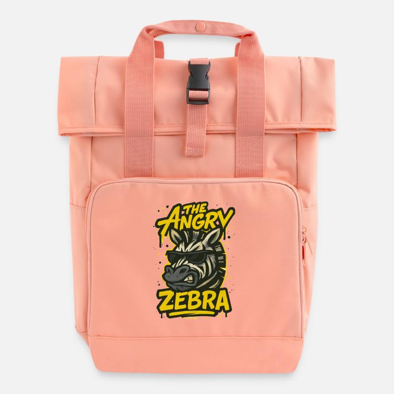 Das wütende Zebra - Rolltop Rucksack mit zwei Griffen - Chintzrosa