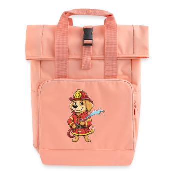 Fire Fighting Dog Fire Hero - Roll Top Backpack with Two Handles - chintz rose - Front
