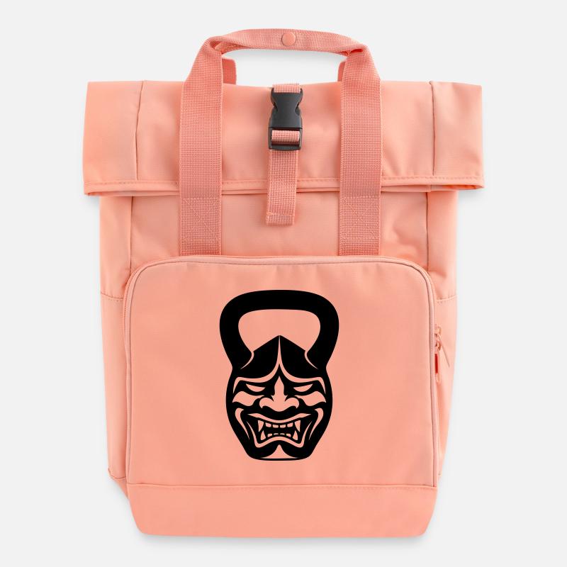 Gym Kettlebell Samurai Mask - Roll Top Backpack with Two Handles - chintz rose