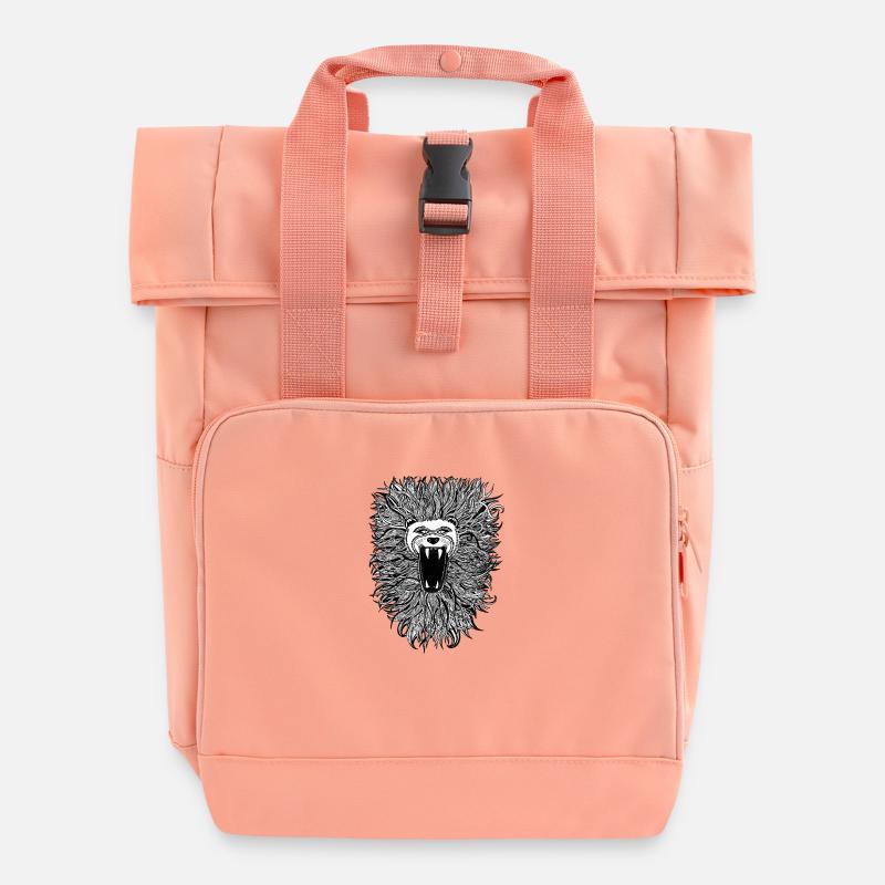 wild lion - Roll Top Backpack with Two Handles - chintz rose