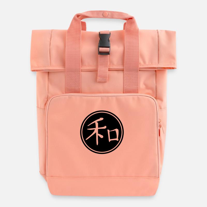 Peace - chinese sign - Rolltop Rucksack mit zwei Griffen - Chintzrosa
