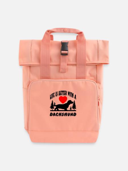 Dackel - Rolltop Rucksack mit zwei Griffen - Chintzrosa