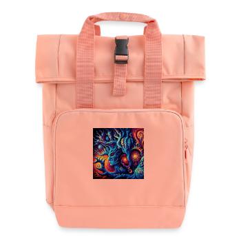 Psy forest fractal - Roll Top Backpack with Two Handles - chintz rose - Front