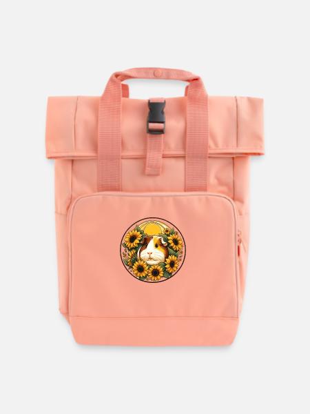 Meerschweinchen - Rolltop Rucksack mit zwei Griffen - Chintzrosa