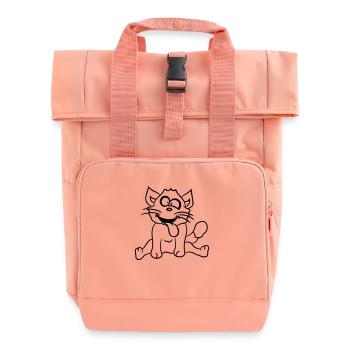 Chat Plisse les yeux Drôle Fou Langue Sortie Grimace - Sac à dos Roll Top à deux anses - rose liberty - Devant