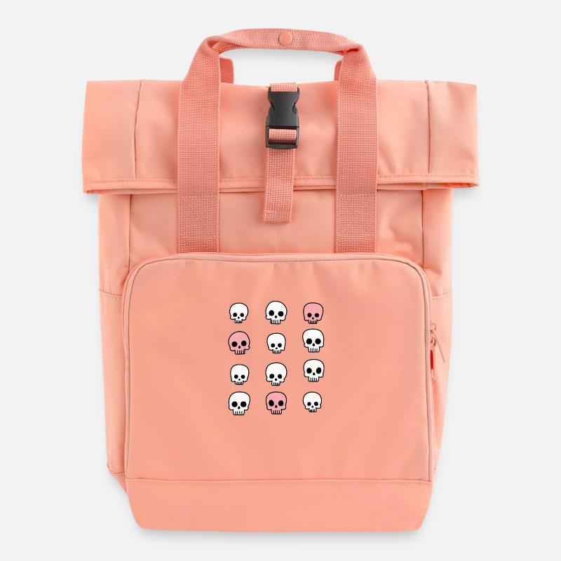 Skull - Roll Top Backpack with Two Handles - chintz rose