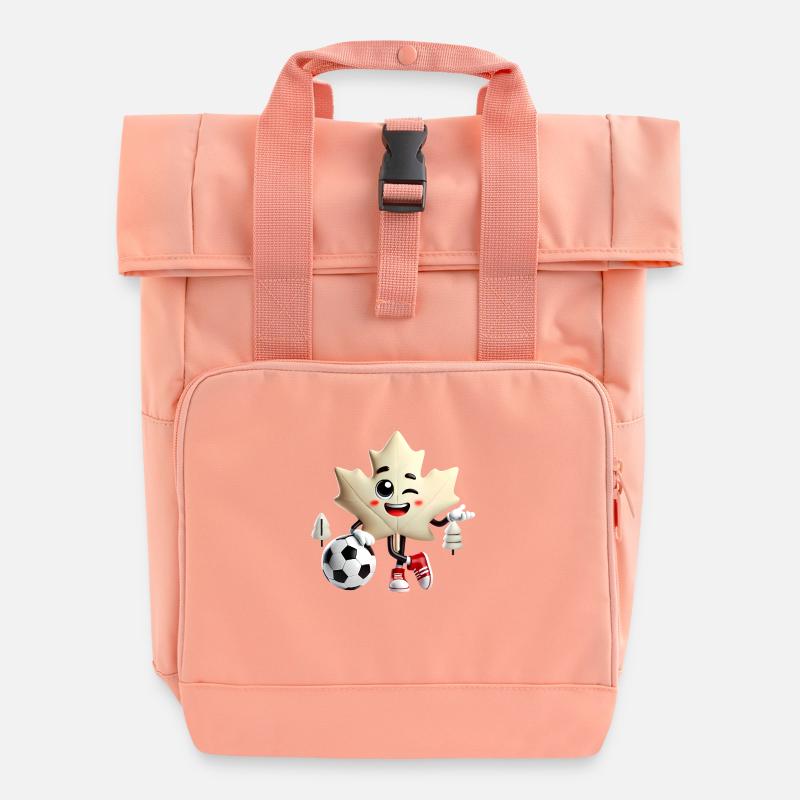 Canada Maple Leaf Soccer Mascot - Roll Top Backpack with Two Handles - chintz rose