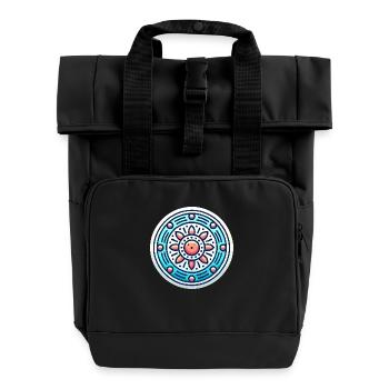 Lebendiges kreisförmiges Abzeichen-Design - Rolltop Rucksack mit zwei Griffen - Schwarz - Vorne