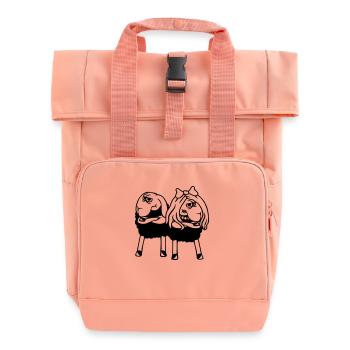 2 Schafe Pärchen Müde Wütend Verärgert Beleidigt - Rolltop Rucksack mit zwei Griffen - Chintzrosa - Vorne