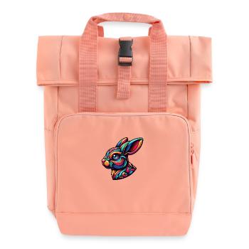 Abstract Rabbit Illustration - Roll Top Backpack with Two Handles - chintz rose - Front