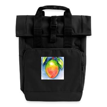 Mango Aquarell - Rolltop Rucksack mit zwei Griffen - Schwarz - Vorne