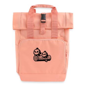Joyeux petits oiseaux mignons dans le style de dessin animé - Sac à dos Roll Top à deux anses - rose liberty - Devant