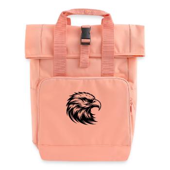 Elegant bird of prey as a powerful animal graphic - Roll Top Backpack with Two Handles - chintz rose - Front