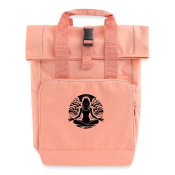 Yoga und Spiritualität meditative Silhouette - Rolltop Rucksack mit zwei Griffen - Chintzrosa - Vorne