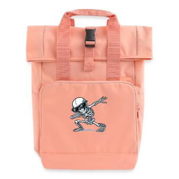 skull dabbing - Roll Top Backpack with Two Handles - chintz rose - Front