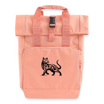 Tatouage de chat tribal dans une élégance élégante - Sac à dos Roll Top à deux anses - rose liberty - Devant