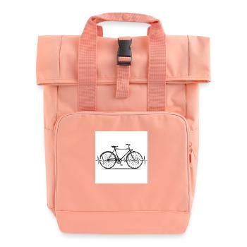 Im Rhythmus der Berge: Mountainbike & Herzschlag - Rolltop Rucksack mit zwei Griffen - Chintzrosa - Vorne