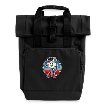 Funny Garlic Cartoon Vintage Sticker - Roll Top Backpack with Two Handles - black - Front