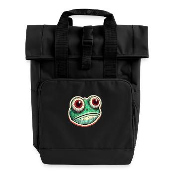 Funny Frog Lover Vintage Illustration - Roll Top Backpack with Two Handles - black - Front