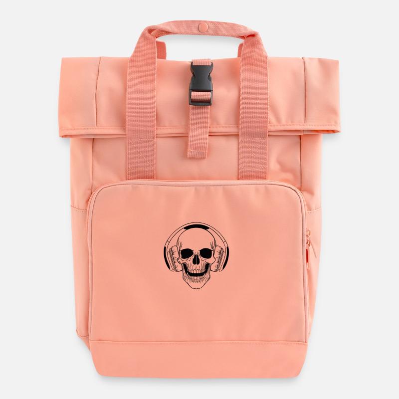 Skull - Roll Top Backpack with Two Handles - chintz rose
