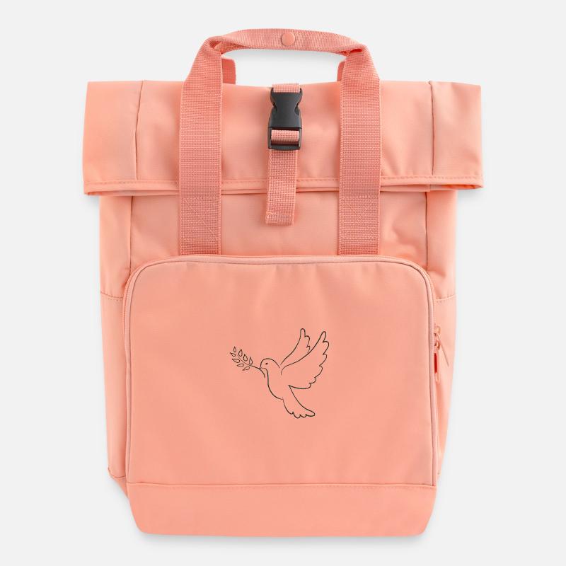 Friedenstaube – Symbol der Hoffnung und Harmonie - Rolltop Rucksack mit zwei Griffen - Chintzrosa