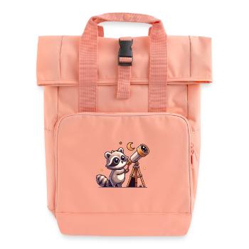Cuddly raccoon stargazer - Roll Top Backpack with Two Handles - chintz rose - Front