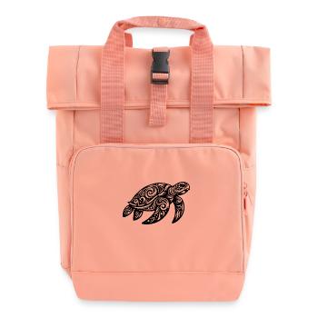 Ornamental beauty of a sea turtle - Roll Top Backpack with Two Handles - chintz rose - Front