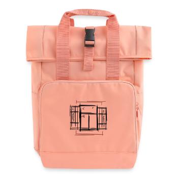 Altes antikes Fenster mit Fensterläden, Ziegelwand - Rolltop Rucksack mit zwei Griffen - Chintzrosa - Vorne