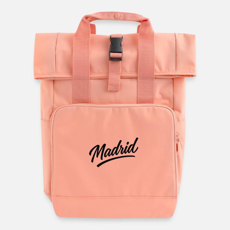Madrid Script Urban Logo - Roll Top Backpack with Two Handles - chintz rose