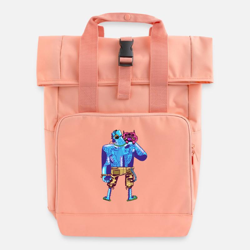 dude beach - Roll Top Backpack with Two Handles - chintz rose