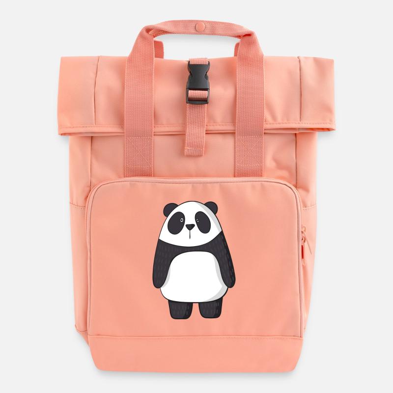 panda - Roll Top Backpack with Two Handles - chintz rose