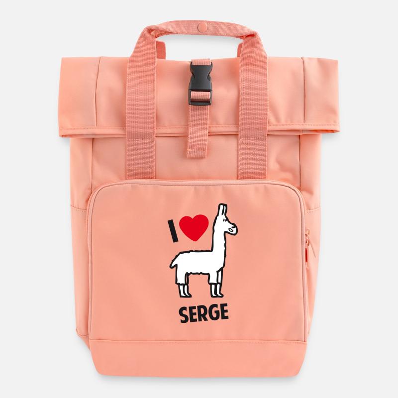 serge lama - Roll Top Backpack with Two Handles - chintz rose