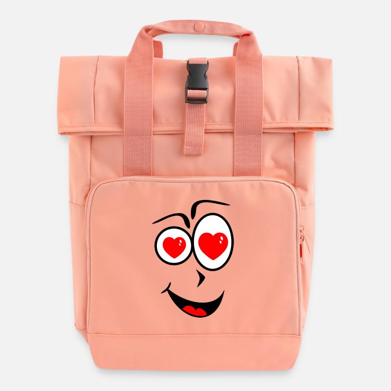 Lächelndes Gesicht mit Herzaugen - Rolltop Rucksack mit zwei Griffen - Chintzrosa