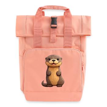 Conception de loutre mignonne | Ambiance estivale | Loutres - Sac à dos Roll Top à deux anses - rose liberty - Devant