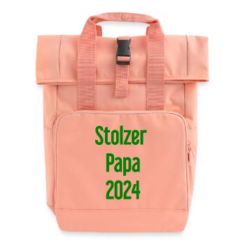 Stolzer Papa 2024 – für frischgebackene Väter - Rolltop Rucksack mit zwei Griffen - Chintzrosa - Vorne