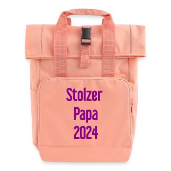 Stolzer Papa 2024 – für frischgebackene Väter - Rolltop Rucksack mit zwei Griffen - Chintzrosa - Vorne