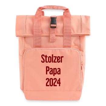 Stolzer Papa 2024 – für frischgebackene Väter - Rolltop Rucksack mit zwei Griffen - Chintzrosa - Vorne