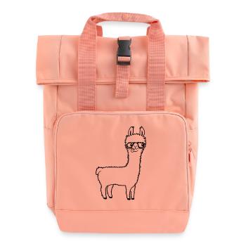 Llama Nerd Geek Horn-Rimmed Glasses Smart Funny Grimace - Roll Top Backpack with Two Handles - chintz rose - Front