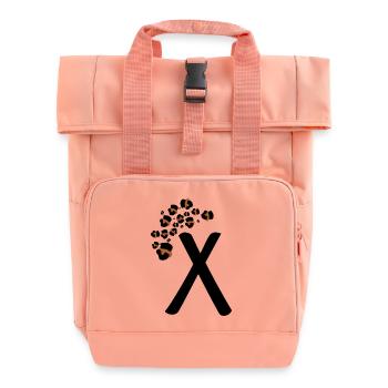 Buchstabe x Leopardenmuster - Rolltop Rucksack mit zwei Griffen - Chintzrosa - Vorne