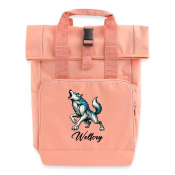 Bande dessinée de loup - Sac à dos Roll Top à deux anses - rose liberty - Devant