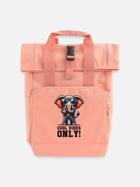 Elefant Comic cool - Rolltop Rucksack mit zwei Griffen - Chintzrosa