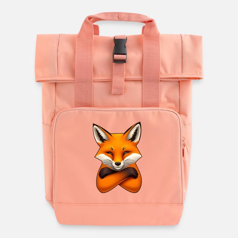 Fuchs Illustration – Minimalistisches Design - Rolltop Rucksack mit zwei Griffen - Chintzrosa