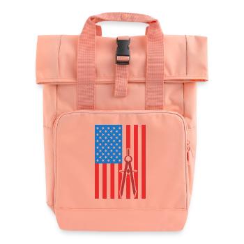 4th of July USA Architecture - Roll Top Backpack with Two Handles - chintz rose - Front
