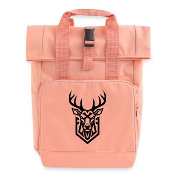 Elegant deer motif in minimalist style - Roll Top Backpack with Two Handles - chintz rose - Front