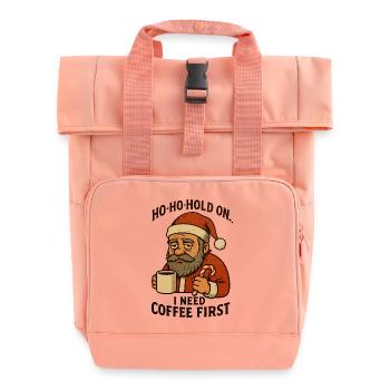 Weihnachts-Santa Kaffee zuerst - Rolltop Rucksack mit zwei Griffen - Chintzrosa - Vorne