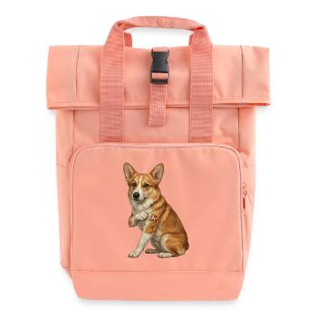 Tatouage du cœur de papa amoureux corgi - Sac à dos Roll Top à deux anses - rose liberty - Devant